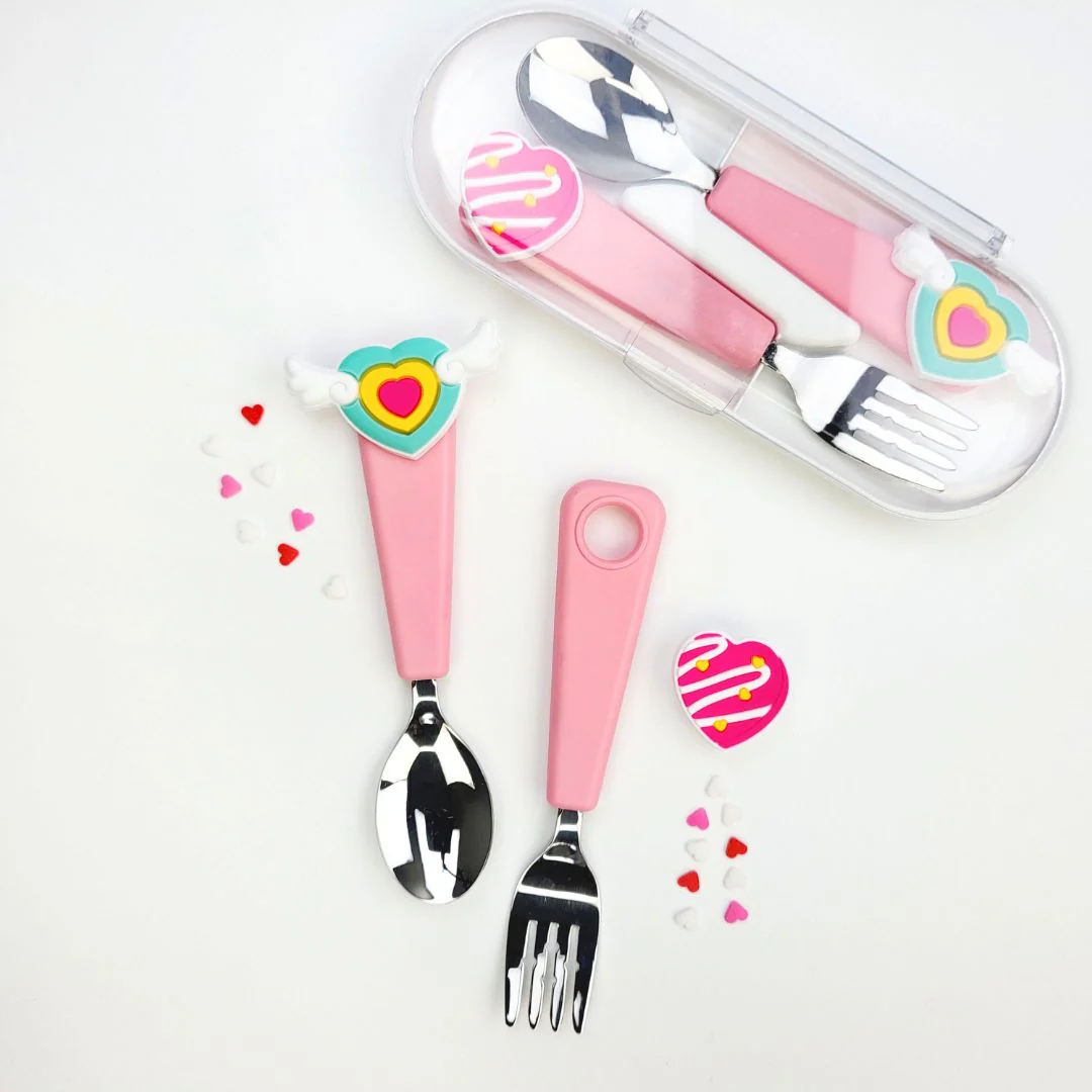 Flex&Lock Spoon & Fork Set (Pink / Blue / Green) - Image 3