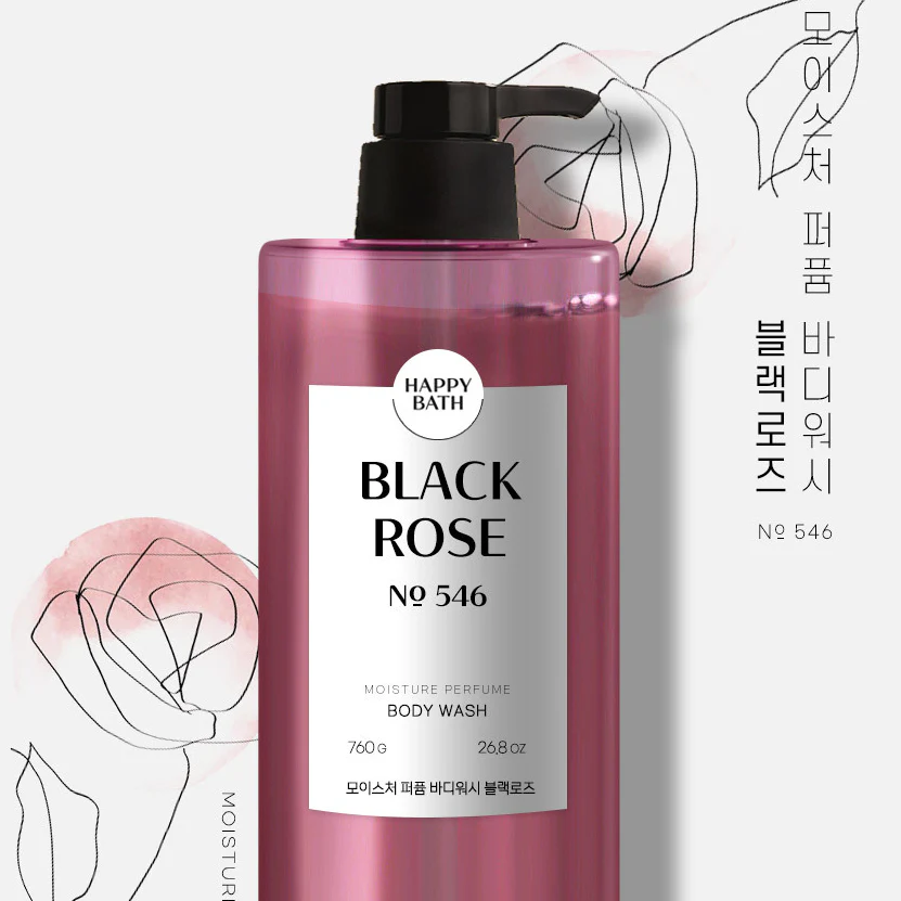 해피바스 바디 워시 HAPPY BATH BODY WASH WHITE MUSK / BLACK ROSE / BABY POWDER 760g - Image 3