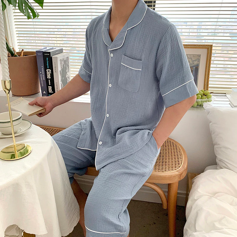 시원한 소재 시어서커 반팔 세트👌 Cool Linen Short-Sleeves Top&Bottom Set - Image 9