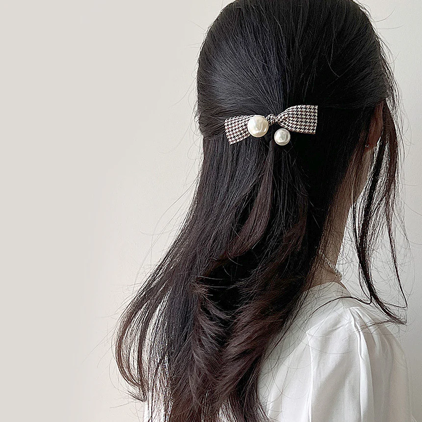 체셔 진주리본 헤어 고무줄 Cheshire pearl ribbon hair band 2Type