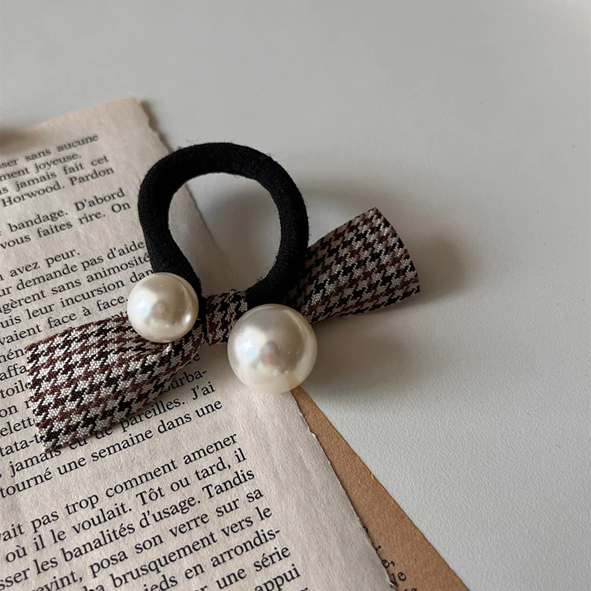 체셔 진주리본 헤어 고무줄 Cheshire pearl ribbon hair band 2Type - Image 5