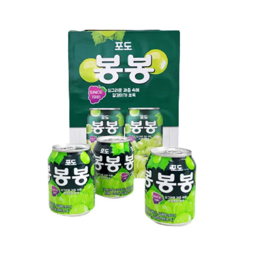 알갱이가 톡톡 해태 포도 봉봉 12캔 FRESH GRAPE JUICE WITH PEELED GRAPES 12can(1box) - Image 2