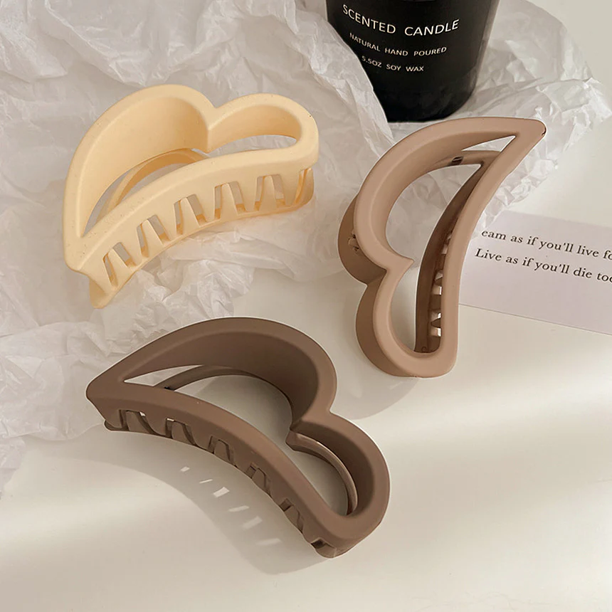 무광 길쭉하트 헤어 집게핀 Matt Long Heart Clip - Image 3