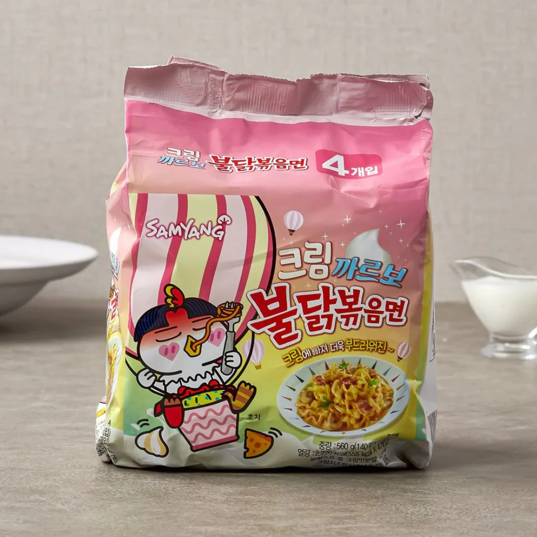 Samyang Cream Carbo Buldak Bokkeum Noodles 140g × 4 Pack